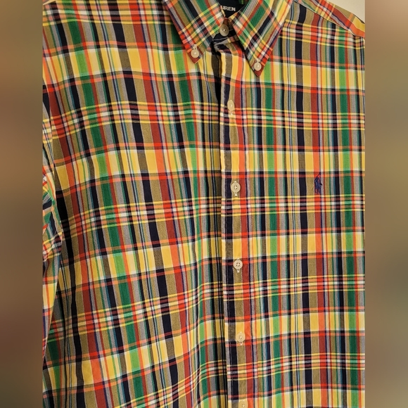 Ralph Lauren Golf Shirt Button Up Long Sleeve Colorful Multicolor Plaid … - Picture 3 of 10